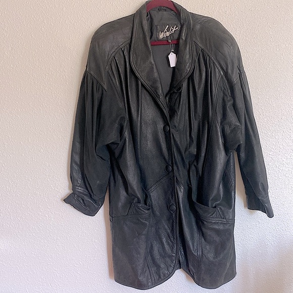 90s batwing‎ Leather coat Vtg